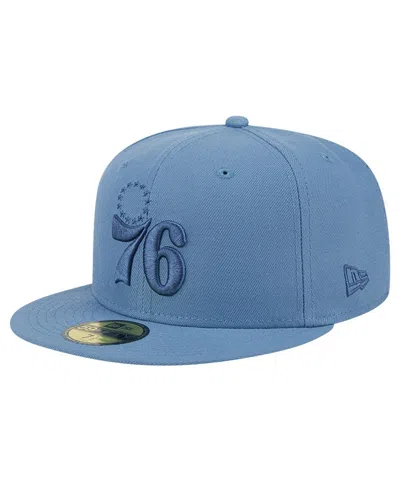 NEW ERA MEN'S NEW ERA BLUE DISTRESSED PHILADELPHIA 76ERS COLOR PACK FADED TONAL 59FIFTY FITTED HAT