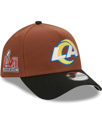 New Era Men's  Brown, Black Los Angeles Rams Harvest A-frame Super Bowl Lvi 9forty Adjustable Hat In Brown,black