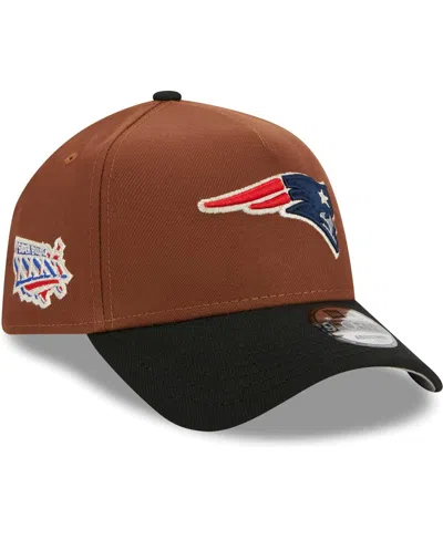 New Era Men's  Brown, Black New England Patriots Harvest A-frame Super Bowl Xxxvi 9forty Adjustable H In Brown,black