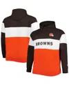 New Era Men's  Brown, Orange Cleveland Browns Big And Tall Current Team Colorblock Fleece Raglan Pull In Brown,orange