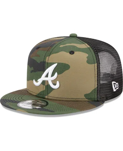 New Era Men's  Camo Atlanta Braves Woodland Camo Trucker 9fifty Snapback Hat