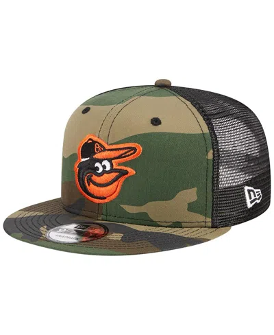 New Era Men's  Camo Baltimore Orioles Woodland Camo Trucker 9fifty Snapback Hat