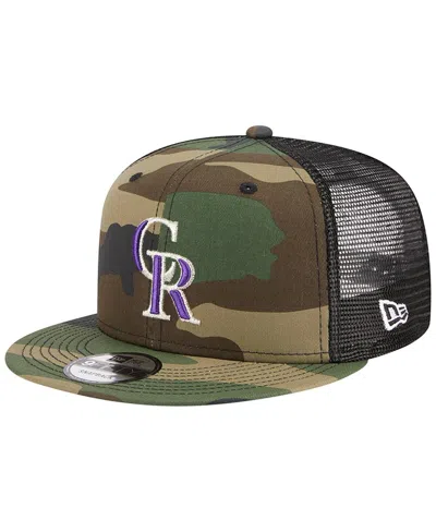 New Era Men's  Camo Colorado Rockies Woodland Camo Trucker 9fifty Snapback Hat