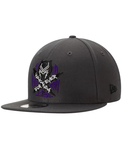 New Era Men's  Charcoal Black Panther Wakanda Forever Adjustable Snapback Hat