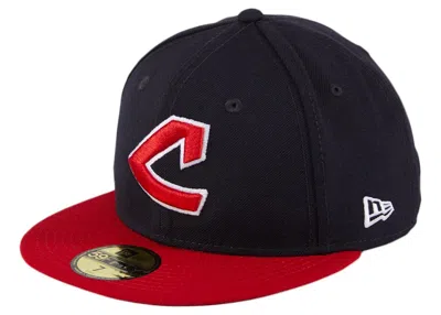 Pre-owned New Era Men's  Cleveland Indians Cooperstown 1973 59fifty Fitted Hat In Navy Blue/red