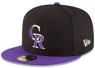 Pre-owned New Era Men's  Colorado Rockies Onfield Alternate Authentic Collection 59fifty Fitted Hat In Black/pu In Multi
