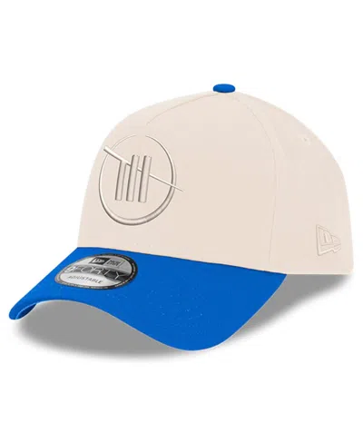 New Era Men's  Cream, Blue Trackhouse Racing 9forty A-frame Adjustable Hat In White,blue