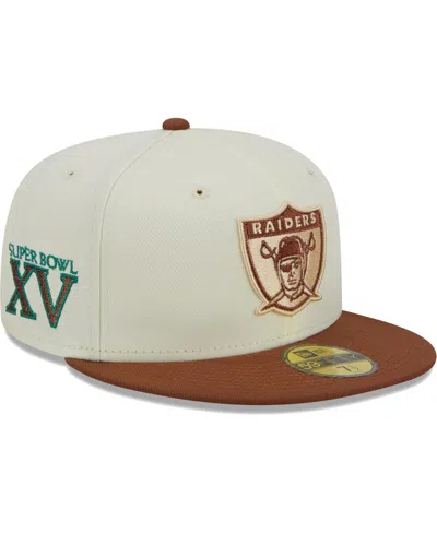 New Era Men's  Cream, Burnt Orange Las Vegas Raiders City Icon 59fifty Fitted Hat In Cream,burnt Orange