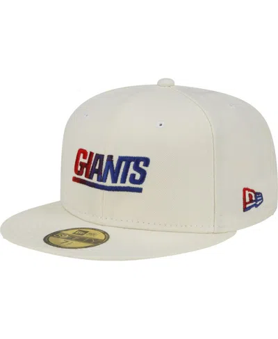 NEW ERA MEN'S NEW ERA CREAM NEW YORK GIANTS CHROME DIM 59FIFTY FITTED HAT
