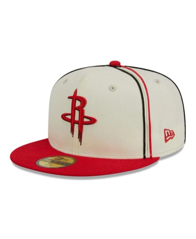 New Era Men's  Cream, Red Houston Rockets Piping 2-tone 59fifty Fitted Hat In Cream,red