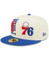 New Era Men's  Cream And Royal Philadelphia 76ers 2022 Nba Draft 9fifty Snapback Adjustable Hat In Cream,royal