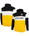 New Era Men's  Gold Pittsburgh Steelers Big And Tall Current Team Colorblock Fleece Raglan Pullover H In Gold,black