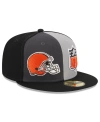 New Era Men's  Gray, Black Cleveland Browns 2023 Sideline 59fifty Fitted Hat In Gray,black