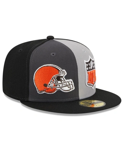New Era Men's  Gray, Black Cleveland Browns 2023 Sideline 59fifty Fitted Hat In Gray,black