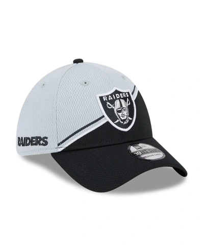 New Era Men's  Gray, Black Las Vegas Raiders 2023 Sideline 39thirty Flex Hat In Gray,black