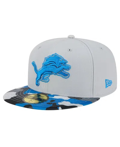 NEW ERA MEN'S NEW ERA GRAY DETROIT LIONS ACTIVE CAMO 59FIFTY FITTED HAT