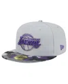 New Era Gray Los Angeles Lakers Active Color Camo Visor 59fifty Fitted Hat In Gray