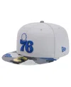 New Era Gray Philadelphia 76ers Active Color Camo Visor 59fifty Fitted Hat In Gray