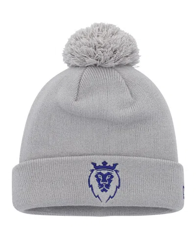 New Era Men's  Gray Real Salt Lake Jersey Hook Cuffed Knit Hat With Pom