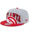 NEW ERA MEN'S NEW ERA GRAY, RED ATLANTA HAWKS TIP-OFF TWO-TONE 9FIFTY SNAPBACK HAT