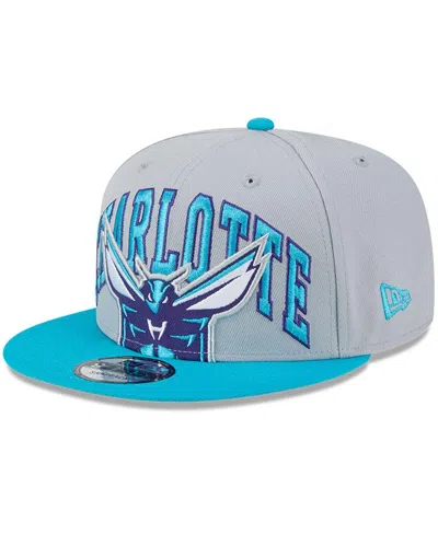 NEW ERA MEN'S NEW ERA GRAY, TEAL CHARLOTTE HORNETS TIP-OFF TWO-TONE 9FIFTY SNAPBACK HAT