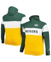 New Era Men's  Green, Gold Green Bay Packers Big And Tall Current Colorblock Raglan Fleece Pullover H In Green