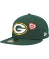 New Era Men's  Green Green Bay Packers Chain Stitch Heart 59fifty Fitted Hat In Green