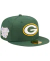 New Era Men's  Green Green Bay Packers Super Bowl Xxxi Purple Pop Sweat 59fifty Fitted Hat In Green