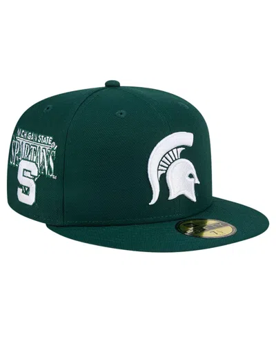 NEW ERA MEN'S NEW ERA GREEN MICHIGAN STATE SPARTANS THROWBACK 59FIFTY FITTED HAT