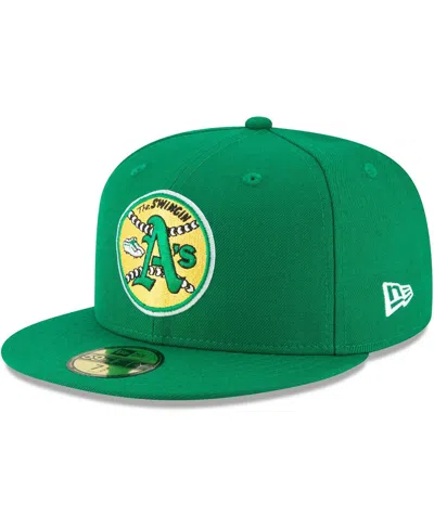NEW ERA MEN'S NEW ERA GREEN OAKLAND ATHLETICS COOPERSTOWN COLLECTION WOOL 59FIFTY FITTED HAT