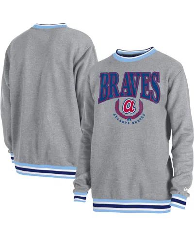 New Era Men's  Heather Gray Atlanta Braves Throwback Classic Pullover Sweatshirt