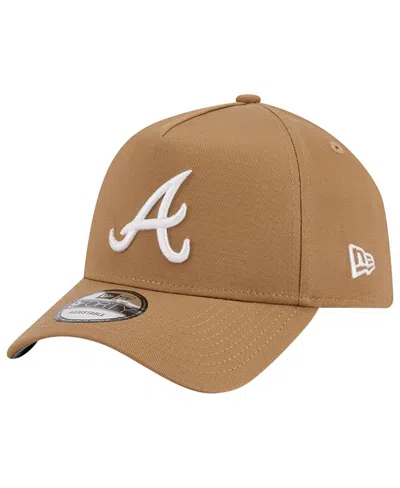 New Era Men's Khaki Atlanta Braves Logo Essentials 9forty A-frame Adjustable Hat