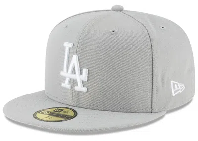Pre-owned New Era Men's  Los Angeles Dodgers 59fifty Fitted Hat In Grey/white