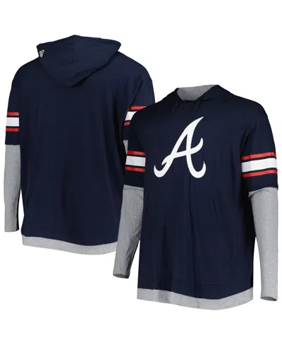 New Era Men's  Navy Atlanta Braves Big And Tall Twofer Pullover Hoodie