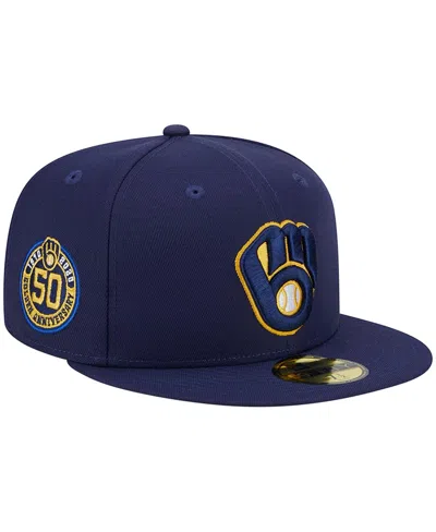 New Era Men's  Navy Milwaukee Brewers 50th Anniversary Side Patch 9fifty Snapback Hat