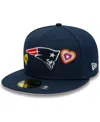 New Era Men's  Navy New England Patriots Chain Stitch Heart 59fifty Fitted Hat In Navy