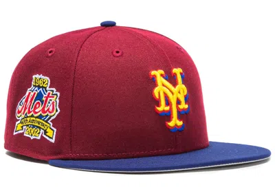 Pre-owned New Era Men's  New York Mets Sangria 40th Anniversary Patch Hat Club Exclusive 59fifty Fitted Hat In