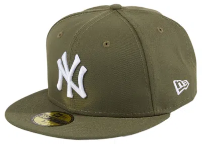 Pre-owned New Era Men's  New York Yankees 59fifty Fitted Hat In Olive/white