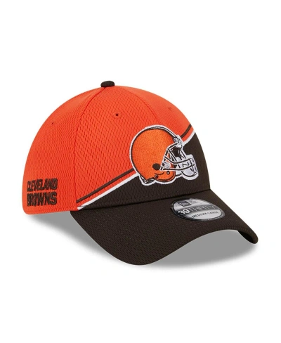 New Era Men's  Orange, Brown Cleveland Browns 2023 Sideline 39thirty Flex Hat In Orange,brown