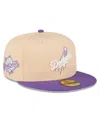New Era Men's  Peach, Purple Los Angeles Dodgers 1988 World Series Side Patch 59fifty Fitted Hat In Peach,purple