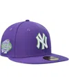 New Era Men's  Purple New York Yankees Lime Side Patch 59fifty Fitted Hat In Purple