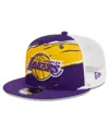 New Era Men's  Purple, White Los Angeles Lakers Tear Trucker 9fifty Adjustable Hat In Purple,white