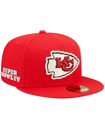 New Era Men's  Red Kansas City Chiefs Super Bowl Iv Pop Sweat 59fifty Fitted Hat