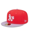 New Era Men's  Red, Lavender Oakland Athletics Spring Color Two-tone 59fifty Fitted Hat In Red,lavender