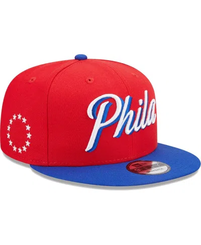 New Era Men's  Red, Royal Philadelphia 76ers Jersey Hook Statement Edition 9fifty Snapback Hat In Red,royal