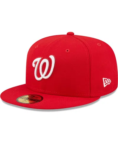 NEW ERA MEN'S NEW ERA RED WASHINGTON NATIONALS LOGO WHITE 59FIFTY FITTED HAT