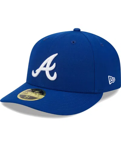 New Era Men's  Royal Atlanta Braves White Logo Low Profile 59fifty Fitted Hat