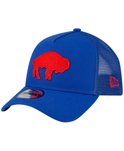 New Era Men's  Royal Buffalo Bills Throwback Logo A-frame Trucker 9forty Adjustable Hat