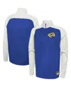 New Era Royal Los Angeles Rams Combine Authentic O-line Raglan Half-zip Jacket In Royal