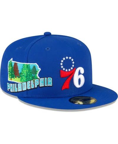 New Era Men's  Royal Philadelphia 76ers Stateview 59fifty Fitted Hat